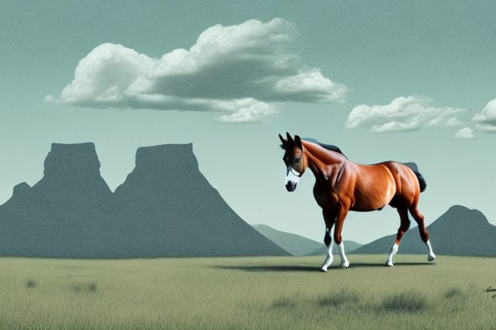 A trakehner horse in a rural south african landscape