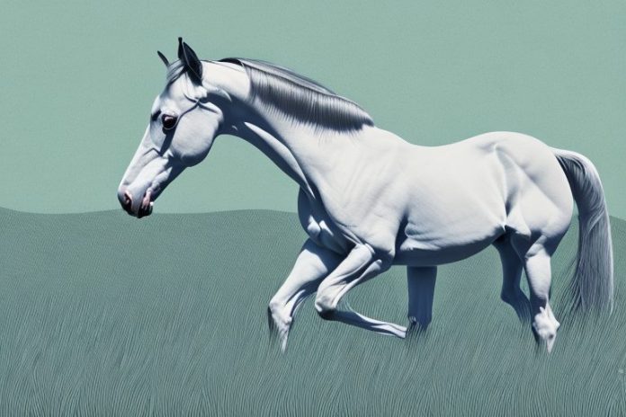 A trakehner horse in a field in prieska