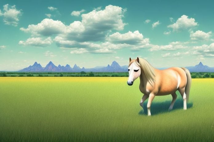 A haflinger horse in a field