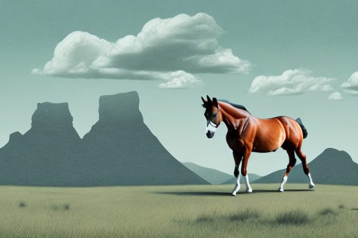 A trakehner horse in a rural south african landscape