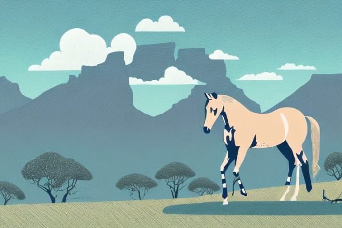 A trakehner horse in a scenic landscape in cape town