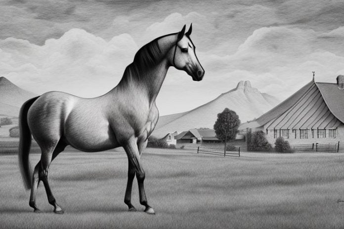 A trakehner horse in a rural setting in stellenbosch