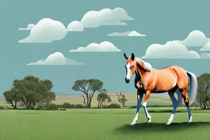 A trakehner horse in a rural landscape in oudtshoorn