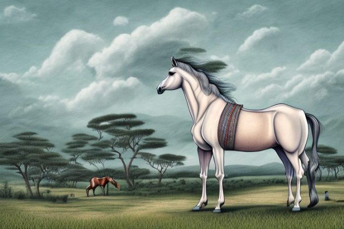 A kathiawari horse in a rural landscape in uitenhage