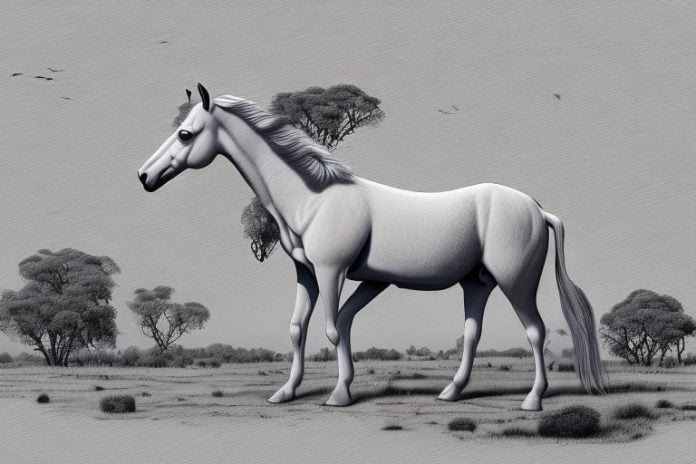 A kathiawari horse in a rural setting in aliwal north