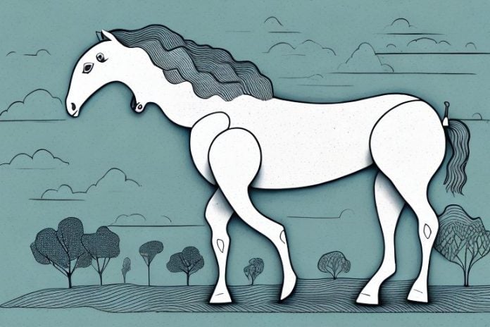 A kathiawari horse in a landscape setting in jeffreys bay