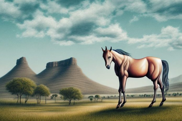 A kathiawari horse in a rural landscape in the free state