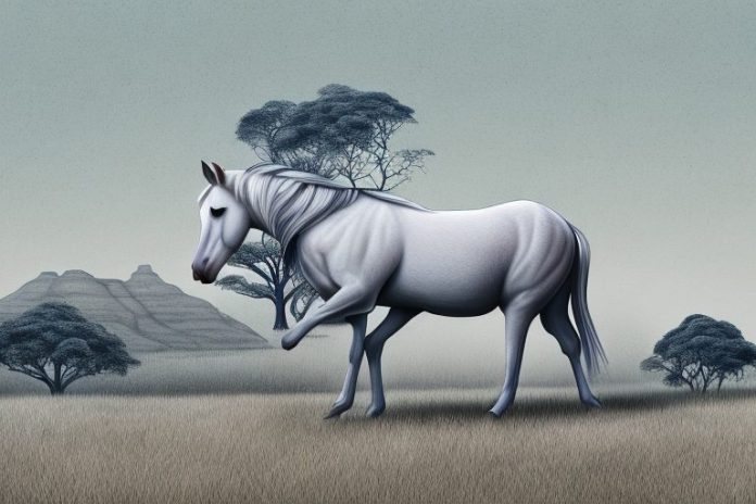 A kathiawari horse in a rural south african landscape
