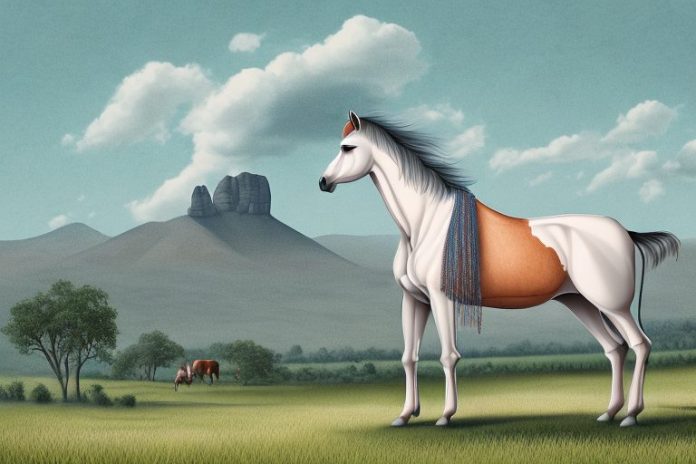 A kathiawari horse in a rural setting in virginia
