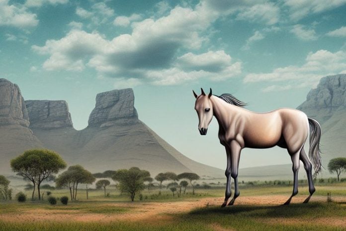 A kathiawari horse in a rural landscape in bethlehem
