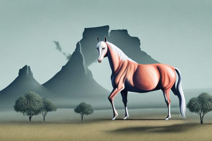 A kathiawari horse in a rural south african landscape