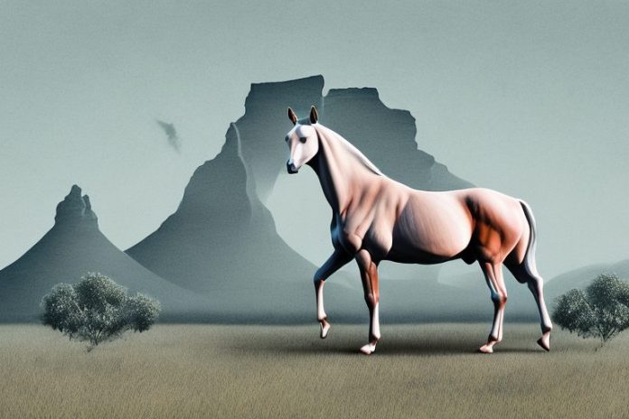 A kathiawari horse in a rural south african landscape