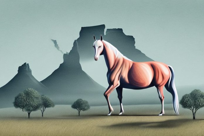 A kathiawari horse in a rural south african landscape