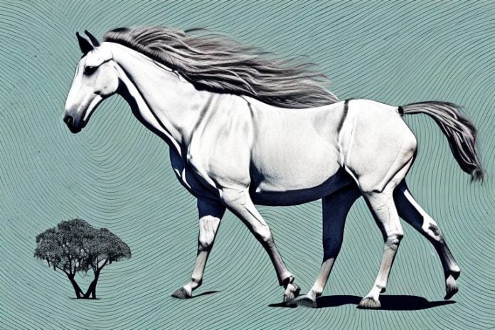 A kathiawari horse in its natural habitat in rustenburg