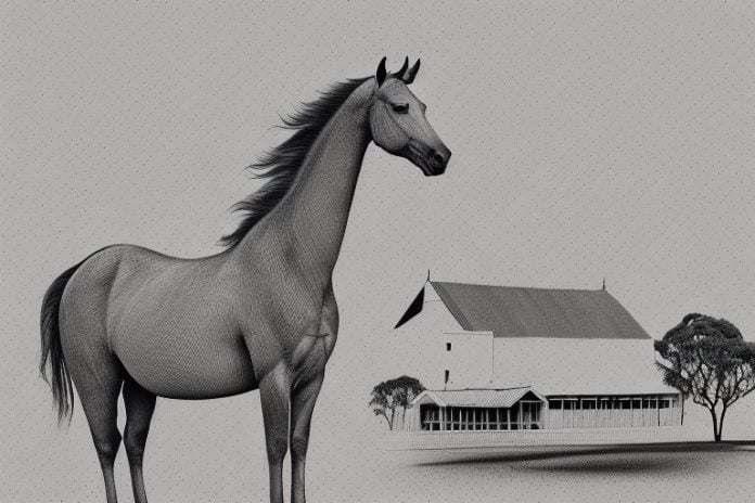 A kathiawari horse in a rural setting in stellenbosch