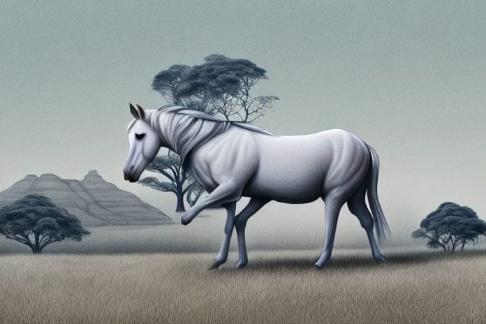 A kathiawari horse in a rural south african landscape