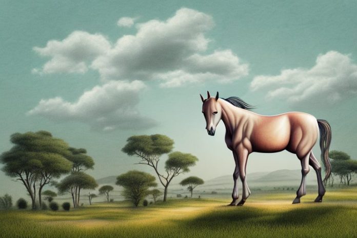 A kathiawari horse in a rural landscape in worcester