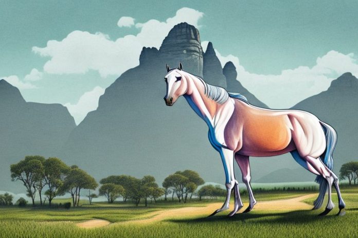 A kathiawari horse in a rural landscape in paarl