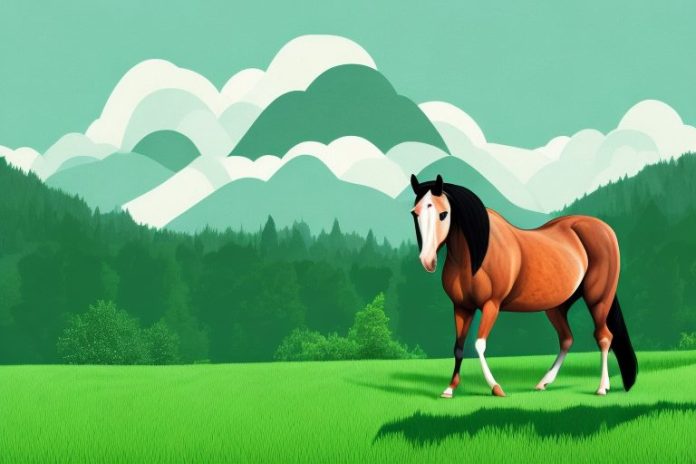 A horse in a lush