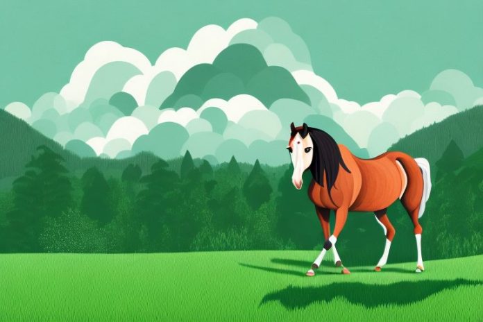 A horse in a lush
