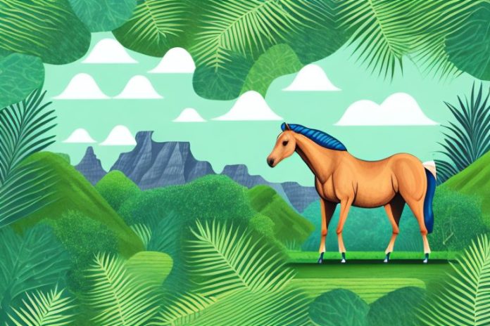 A horse in a lush