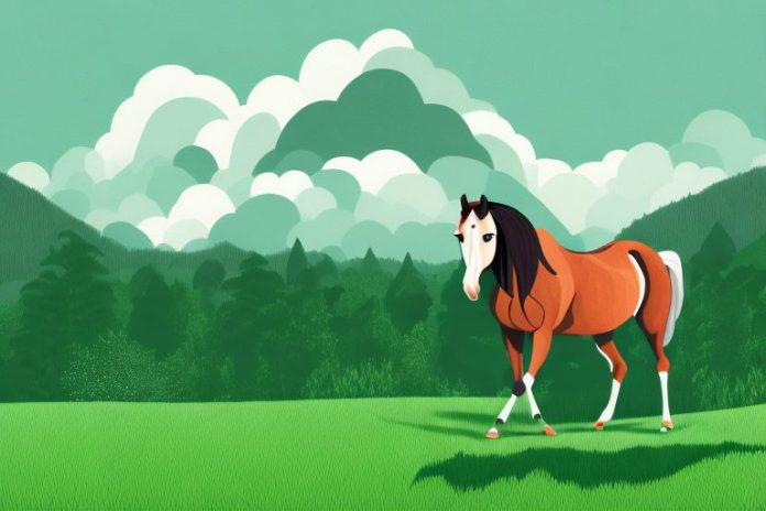 A horse in a lush