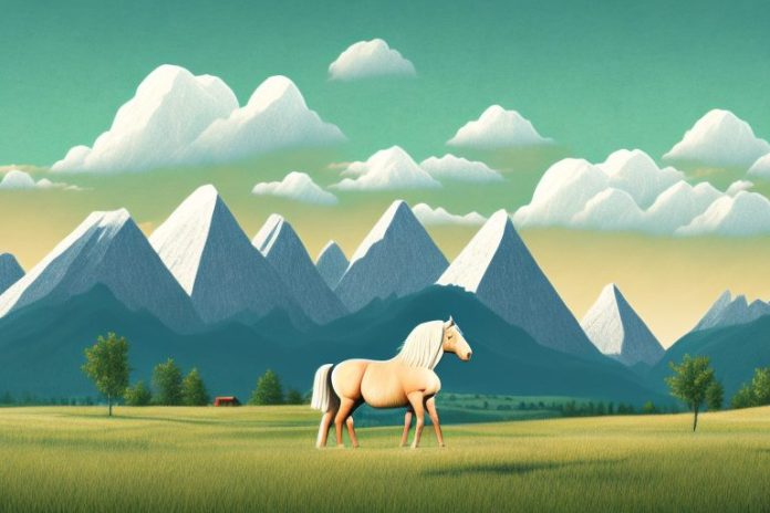 A haflinger horse in a rural landscape