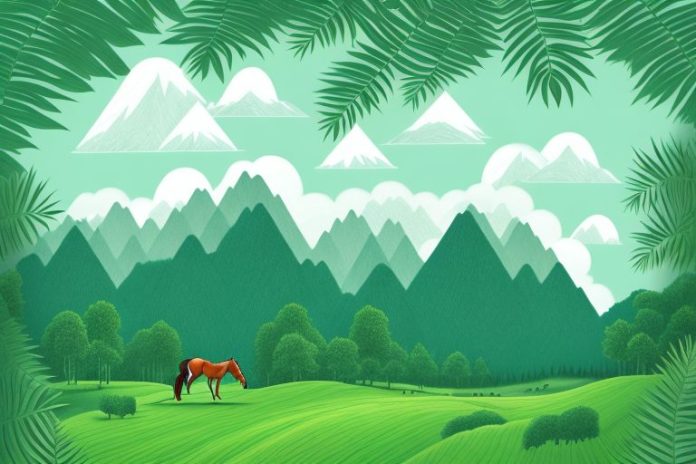A horse in a lush