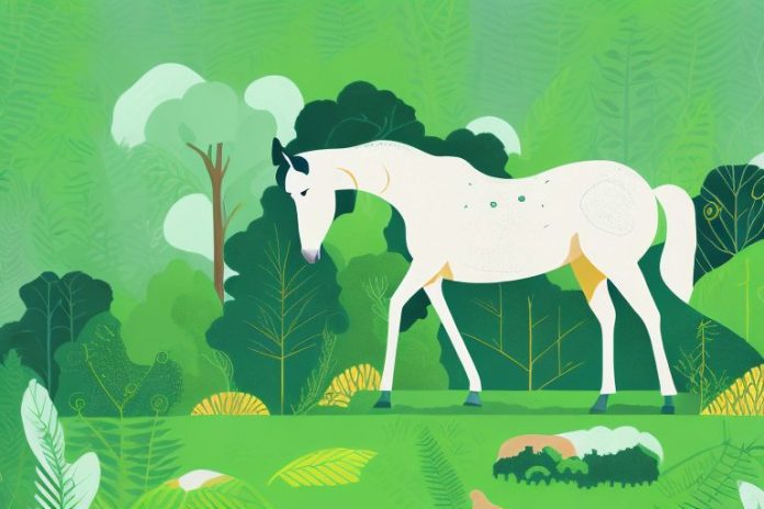A horse in a lush
