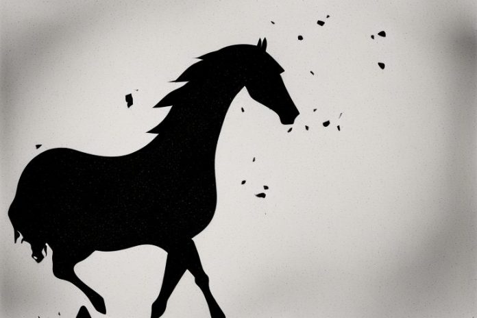 A majestic black horse in its natural environment in the pretoria countryside