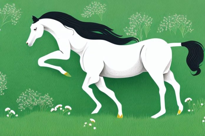 A horse in a lush