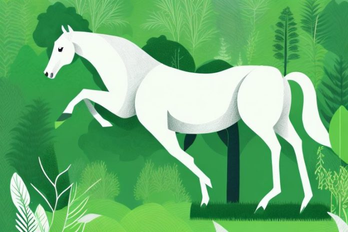 A horse in a lush