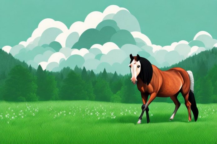 A horse in a lush