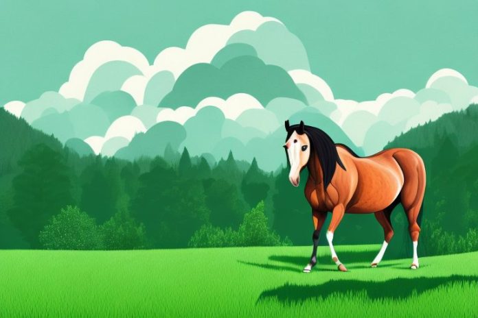 A horse in a lush
