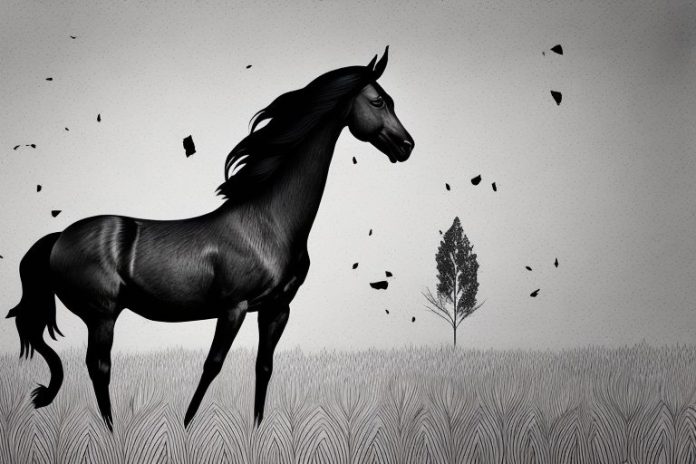 A black forest horse in a field in kempton park
