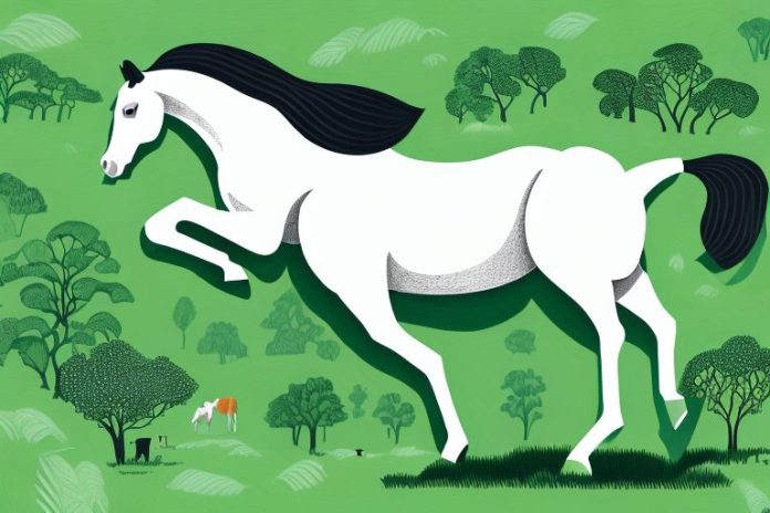 A horse in a lush