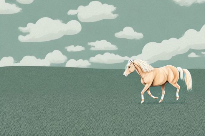 A haflinger horse galloping in a rural landscape in modimolle