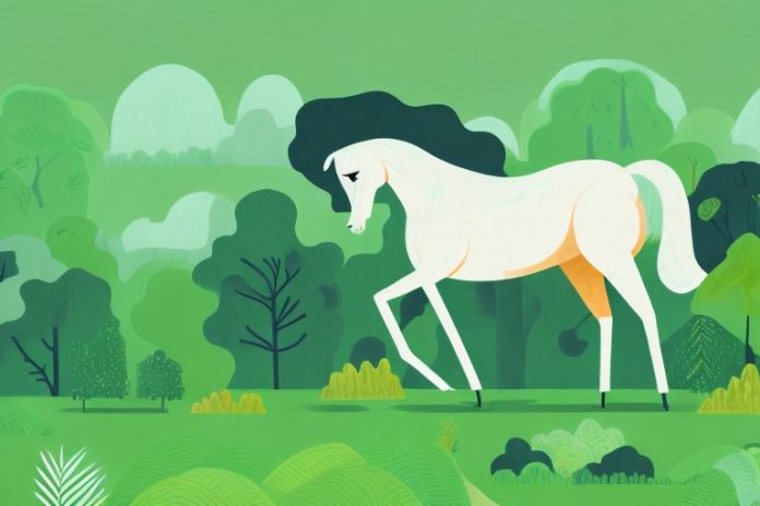 A horse in a lush