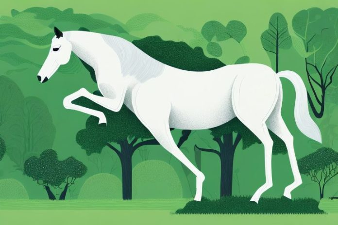A horse in a lush