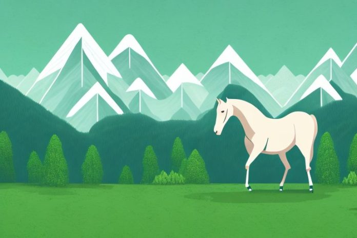 A horse in a lush