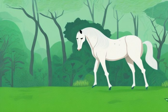 A horse in a lush