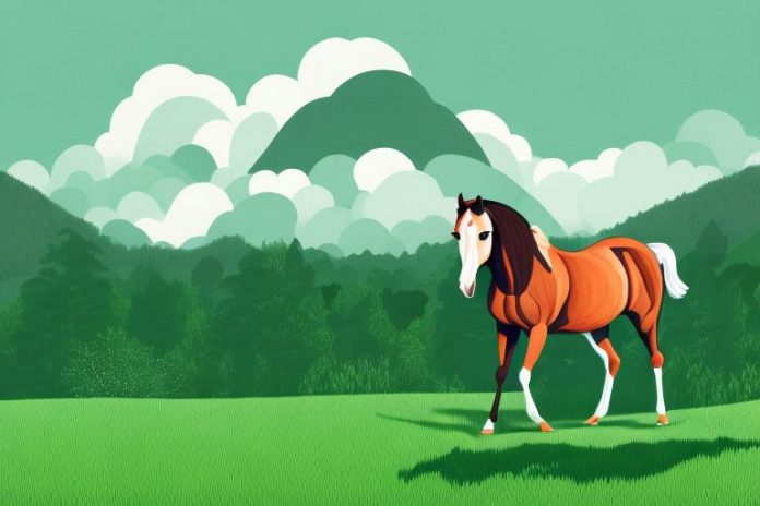 A horse in a lush