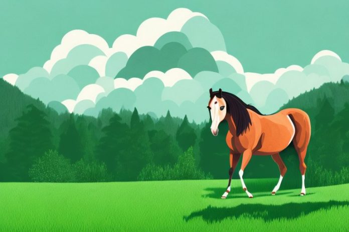 A horse in a lush