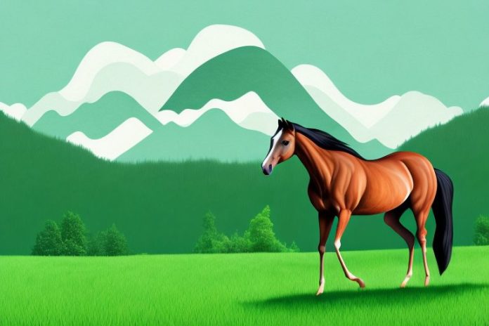 A horse in a lush
