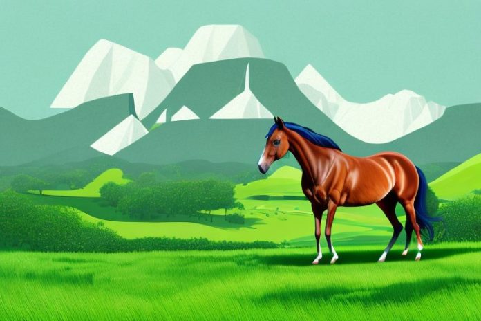 A horse in a lush
