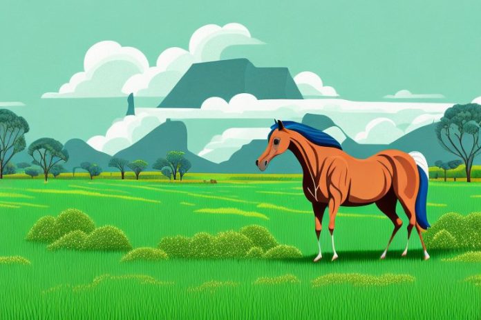 A horse in a lush