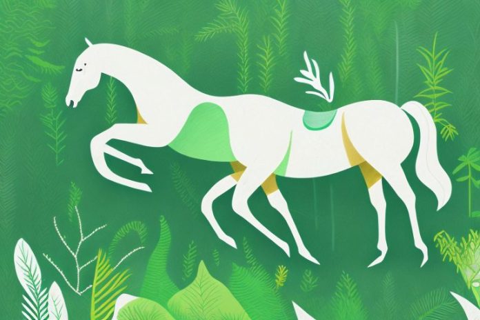 A horse in a lush