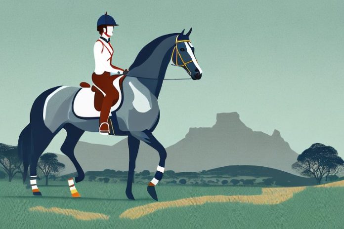 An irish sport horse in a rural south african landscape