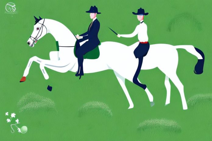 An irish sport horse in a lush