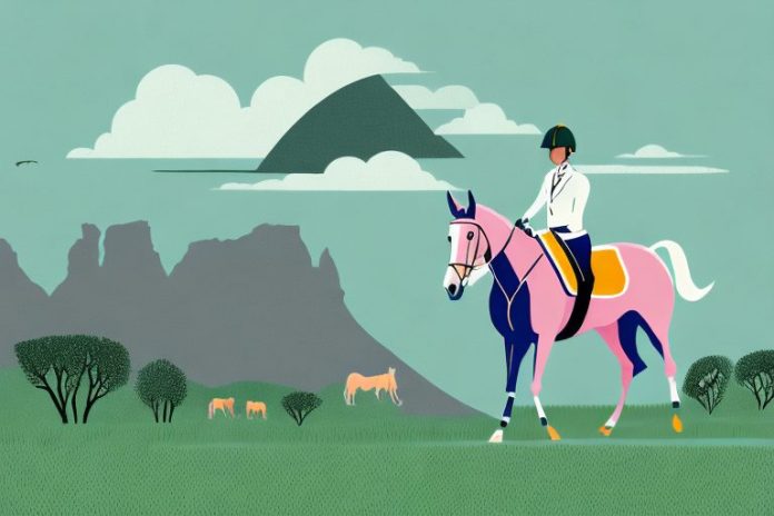 An irish sport horse in a rural south african landscape